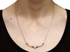 Gold Sapphire and Diamond Necklace wearing