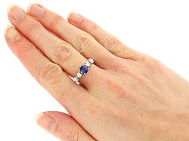 Sapphire and Diamond Ring in White Gold wearing 