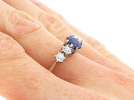 Sapphire and Diamond Ring in White Gold Grading wearing