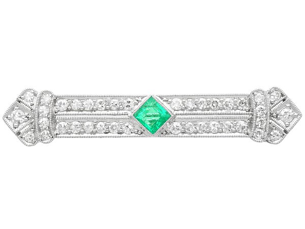 Emerald and Diamond Bar Brooch