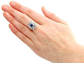 Sapphire & Diamond Cocktail Ring Wearing 