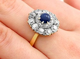 Sapphire & Diamond Cocktail Ring Hand Wearing