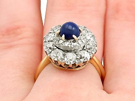 Sapphire & Diamond Cocktail Ring Finger Wearing