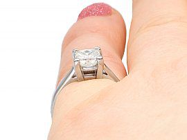 Princess Cut Solitaire Ring Platinum Wearing