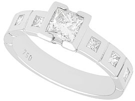 0.78ct Diamond and 18ct White Gold Solitaire Ring - Contemporary