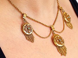 Three Locket Necklace on Neck