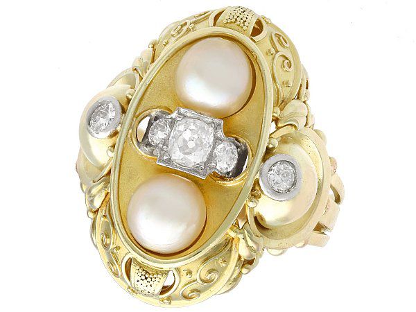 Pearl & Yellow Gold Ring | Vintage Jewellery | AC Silver