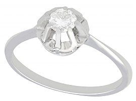 0.33ct Diamond and 18ct White Gold Solitaire Ring - Vintage Circa 1940