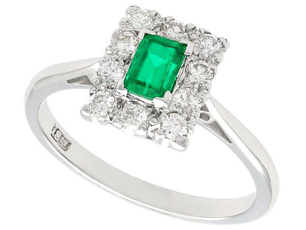 Vintage Emerald and Diamond Cluster Ring | AC Silver