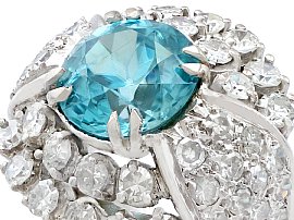 Blue Zircon Ring with Diamonds 