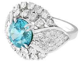 Blue Zircon Ring with Diamonds 