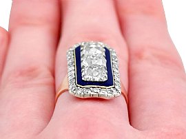Antique Diamond Cocktail Ring on the Hand