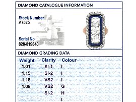 Large Diamond Cocktail Ring grading card