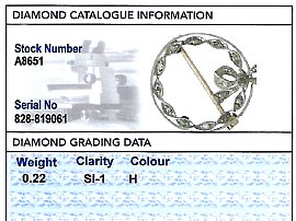 1930s Diamond Brooch grading card