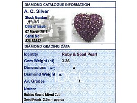 ruby heart pendant grading card 