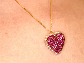 ruby heart pendant wearing