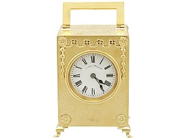 Sterling Silver Gilt Mantel Clock - Antique Edwardian (1905); A9583