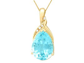 11.98ct Topaz and Diamond, 18ct Yellow Gold Pendant - Vintage Circa 1990