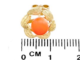 Gold and Coral Stud Earrings size