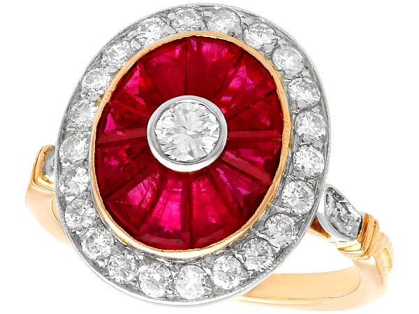 French Diamond and Ruby Ballerina Ring