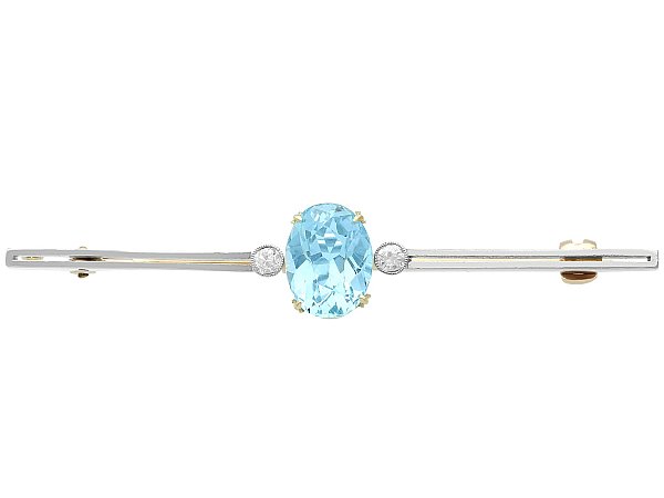 1920s Aquamarine Bar Brooch