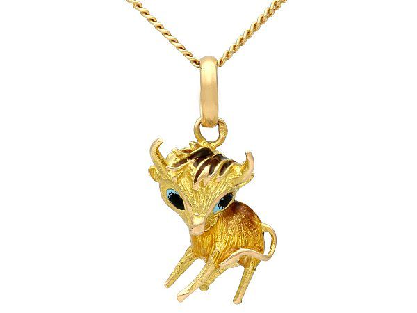 ELFRONT 14k Yellow Gold Cow Pendant Necklace, Fine Moissanite Heart Necklace  Jewelry Gifts for Women Girls Gold Chain Length 16
