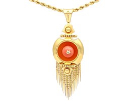 coral and diamond pendant 