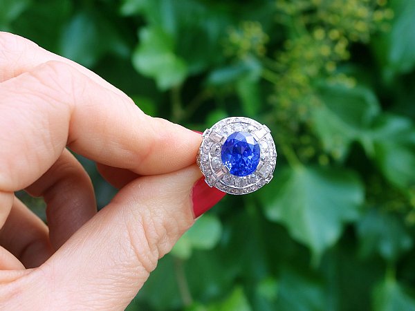 Art Deco sapphire and diamond ring outside 