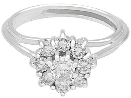 1960s Diamond Cluster Ring 18k White Gold for Sale