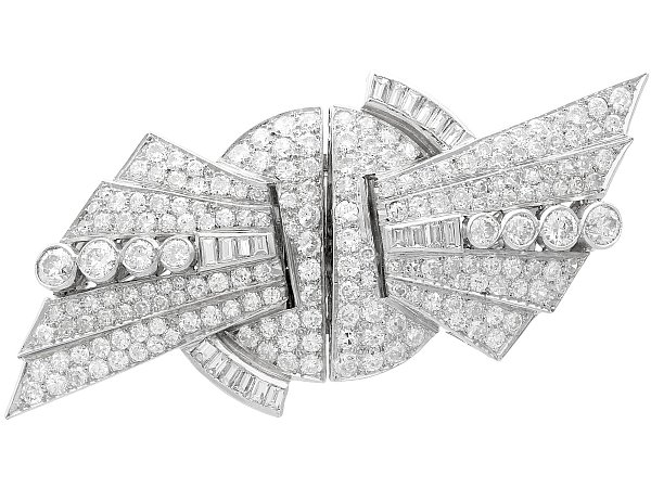 Art Deco Diamond Double Clip Brooch