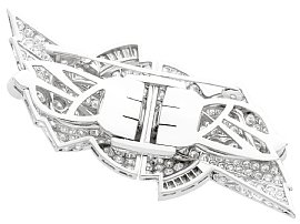 Art Deco Diamond Double Clip Brooch underside 