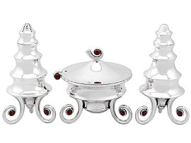 Silver Condiment Set with Gems