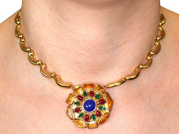 Gemstone Necklace in Gold | Vintage Jewellery | AC Silver