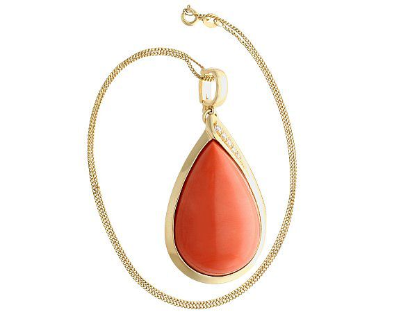 Coral and Yellow Gold Pendant | AC Silver