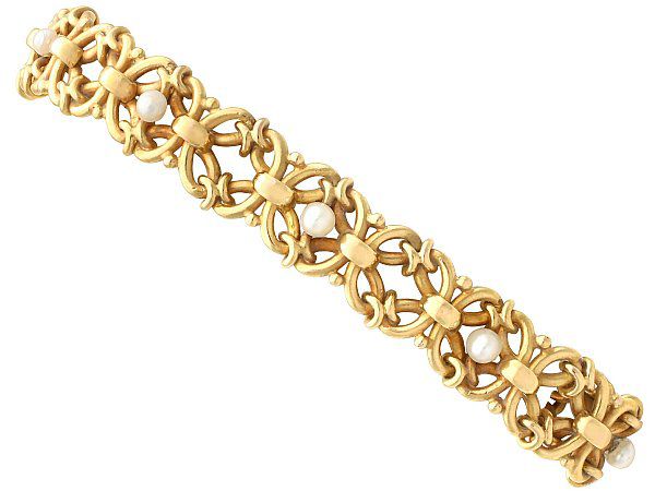 Vintage 18ct Gold Pearl Bracelet | 1057908 | Sellingantiques.co.uk