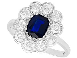 Cushion Cut Sapphire and Diamond Ring