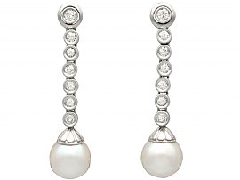 Pearl and Diamond Drop Earrings UK