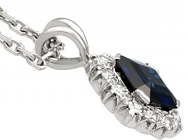 Square Cut Sapphire Pendant with Diamonds | AC Silver