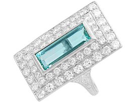 Vintage Rectangular Aquamarine Ring 1940s