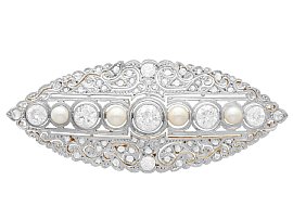 Antique Pearl and Diamond Brooch Yellow Gold
