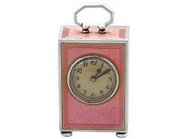 Antique Pink Enamel Miniature Clock UK