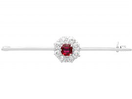 Ruby and Diamond Cluster Bar Brooch