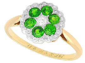 0.31ct Diamond and 0.70ct Demantoid Garnet, 18ct Yellow Gold Dress Ring - Antique Circa 1910