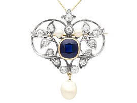 Victorian Sapphire and Pearl Pendant