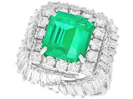 Vintage Emerald Cut Emerald Ring with Diamonds