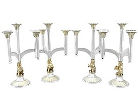 Pair of Danish 3-armed candlesticks in silver