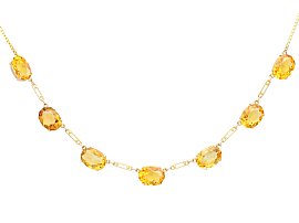 24.57ct Citrine and 9ct Yellow Gold Necklace - Vintage Circa 1980