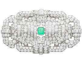 Diamond and Emerald Brooch Platinum