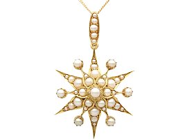 1920s Seed Pearl Pendant in 15ct Yellow Gold