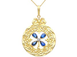 Blue Sapphire Diamond Pendant Necklace